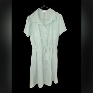 Naïf Sage Green Button-Down Shirt Dress - Size Large - Boho Chic